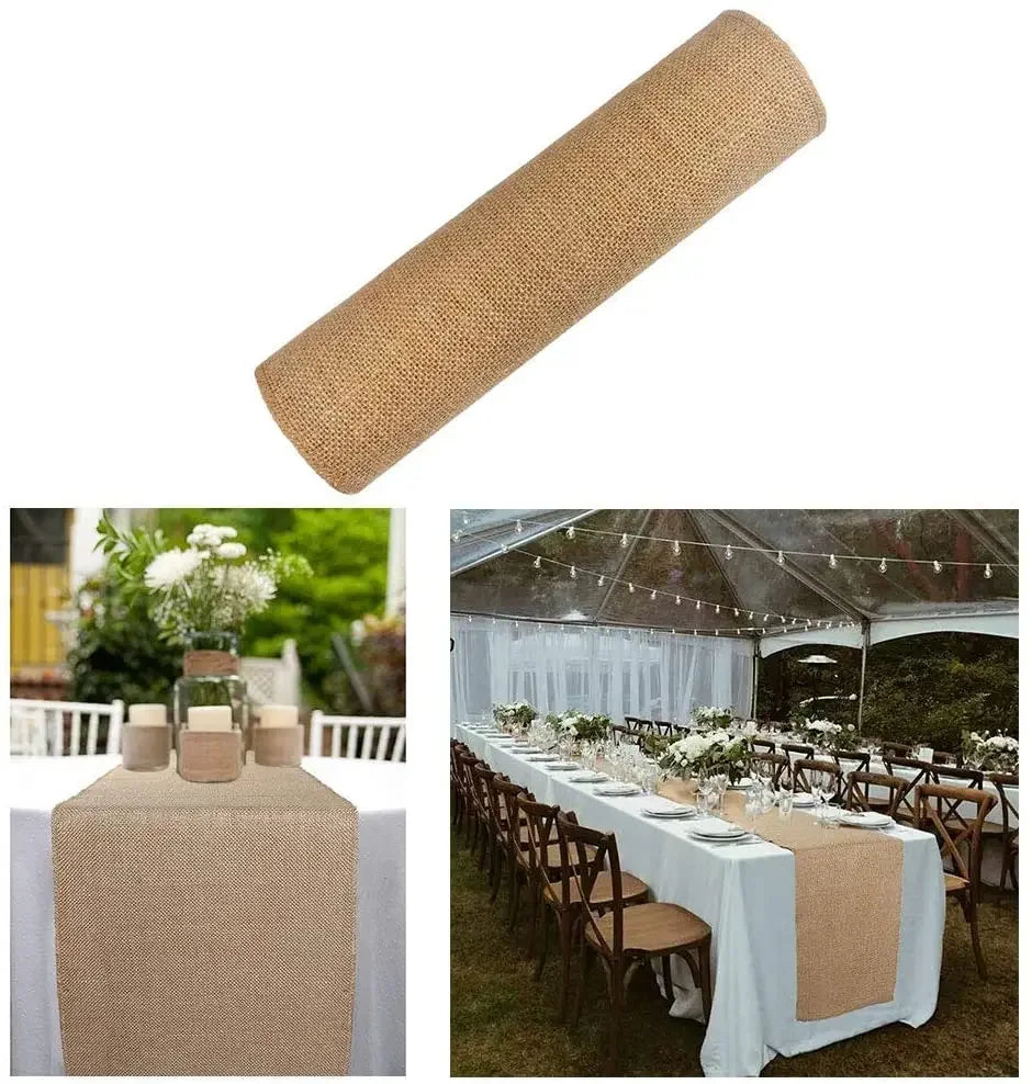 Jute table runner rustic wedding decoration - vue 5 sur 7