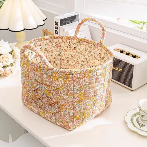 Pastoral style washable fabric storage basket stackable multi-use - vue 3 sur 16
