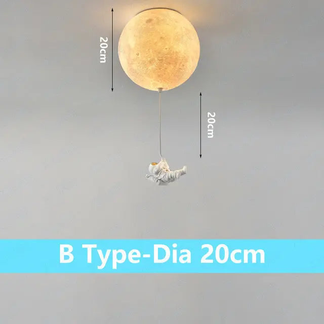 Decorative lunar ceiling light with astronaut, ideal for bedroom - vue 8 sur 15