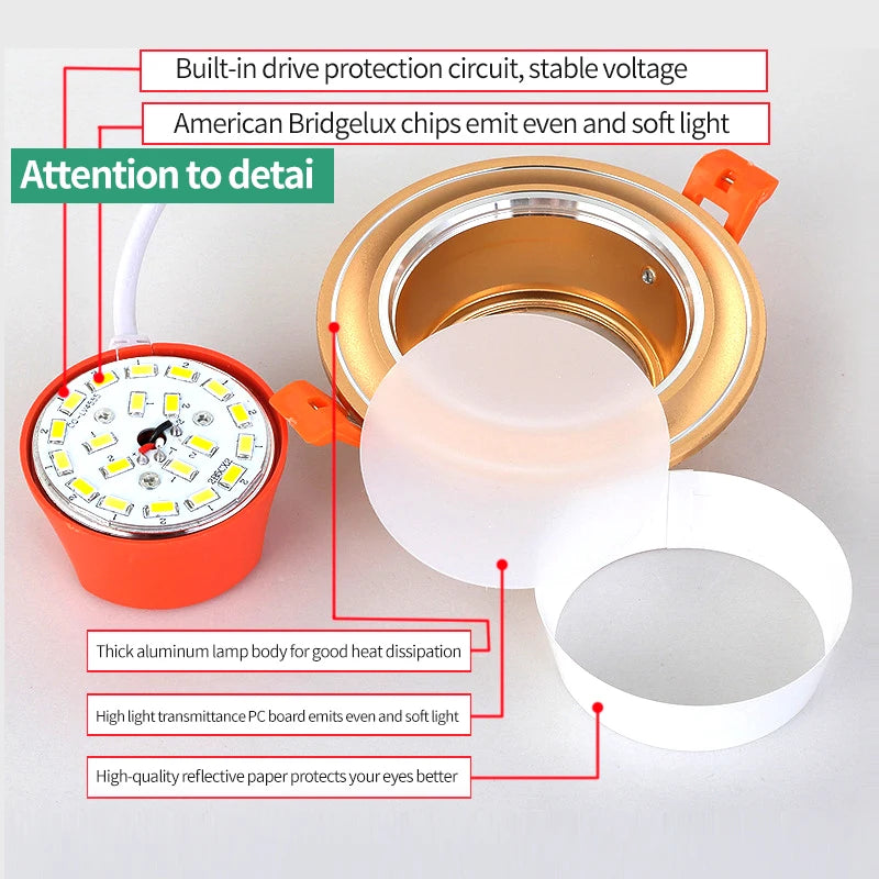 Round recessed LED ceiling light for versatile interior lighting - vue 4 sur 6