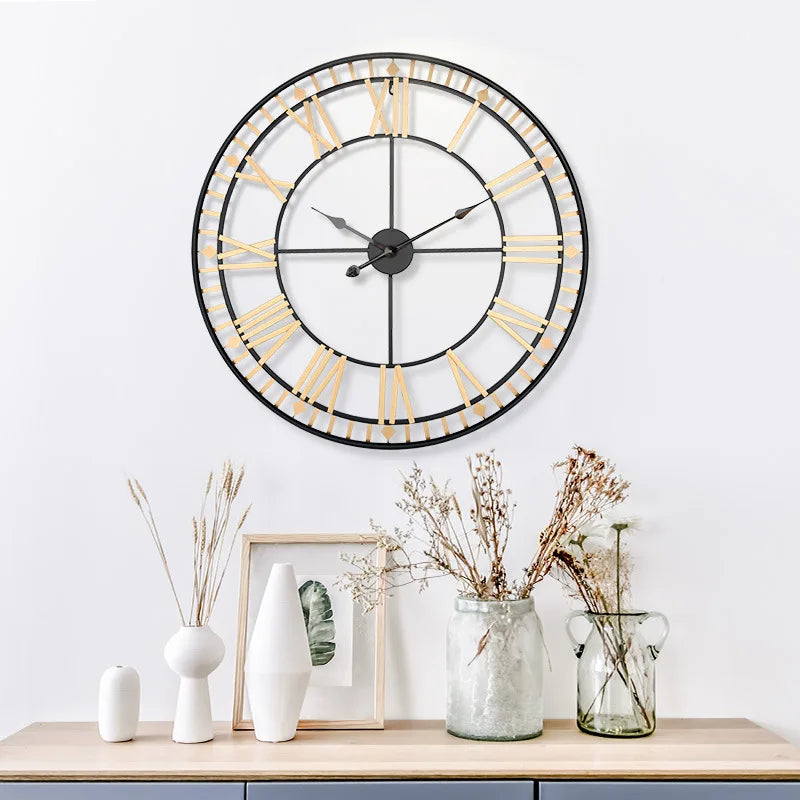 large size wall clock modern design european style hanging - vue 3 sur 6