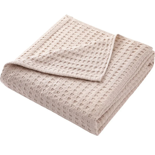 Soft lightweight cotton waffle throw blanket for all seasons