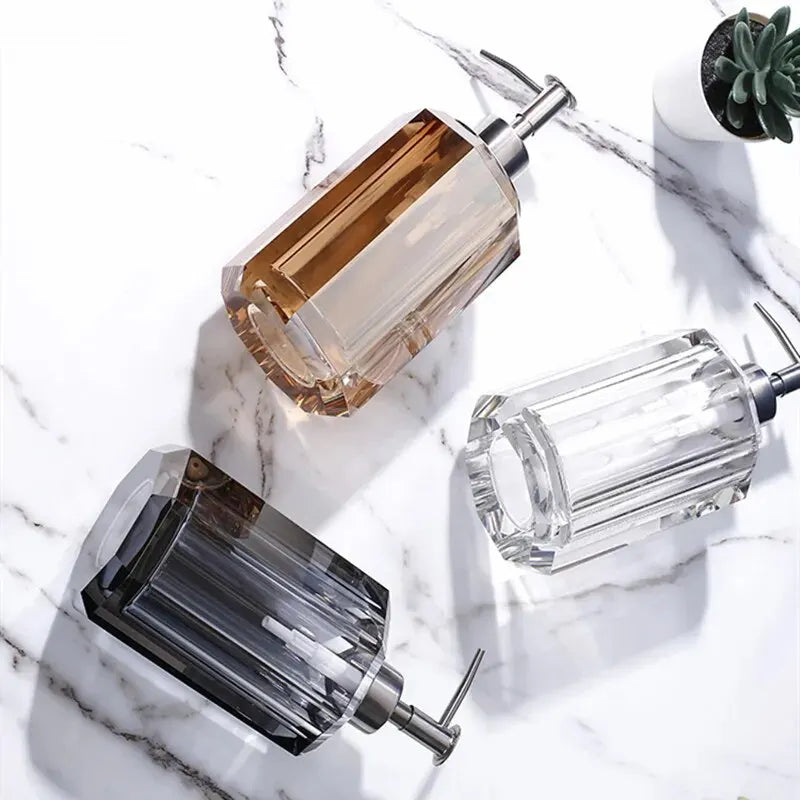 transparent crystal liquid soap dispenser for bathroom