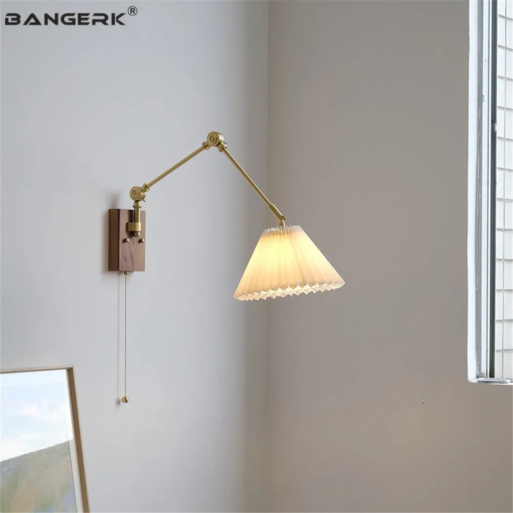 Vintage ceramic and brass swing arm wall light