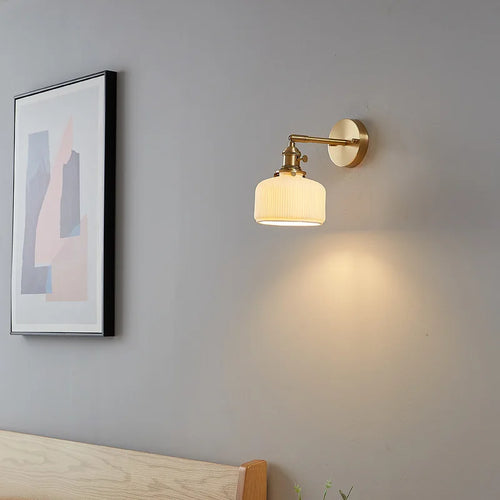 Modern gold glass and copper wall light for indoor and outdoor use - vue 4 sur 6