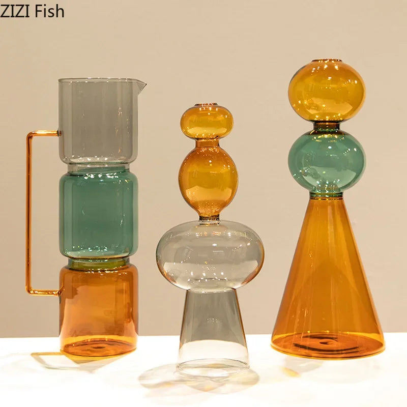 multi-colored glass vase for hydroponics and decoration