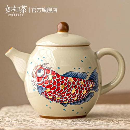 Chinese arowana retro ceramic kung fu teapot 150ml - vue 5 sur 6