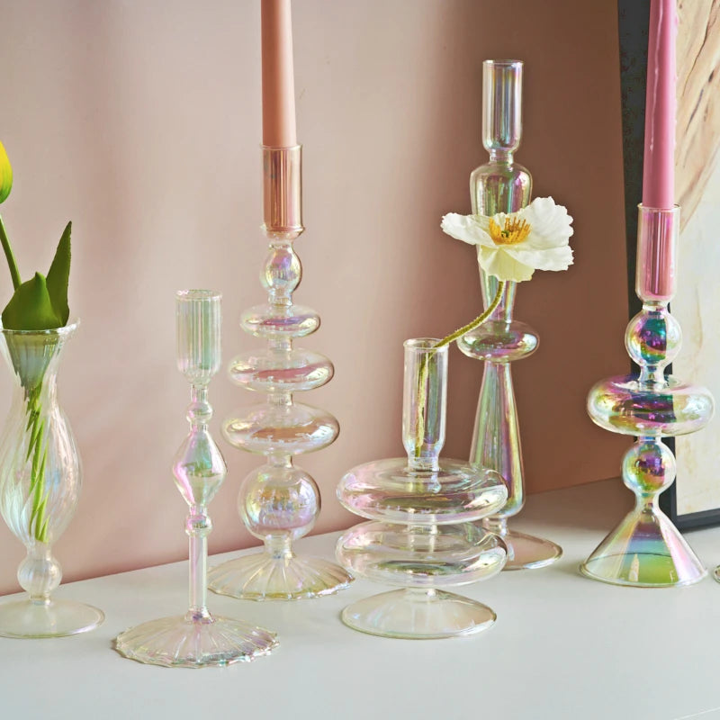 Nordic glass candle holder for weddings and flowers - vue 5 sur 22