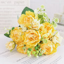 Artificial silk peony and hydrangea bouquet for wedding and home decoration