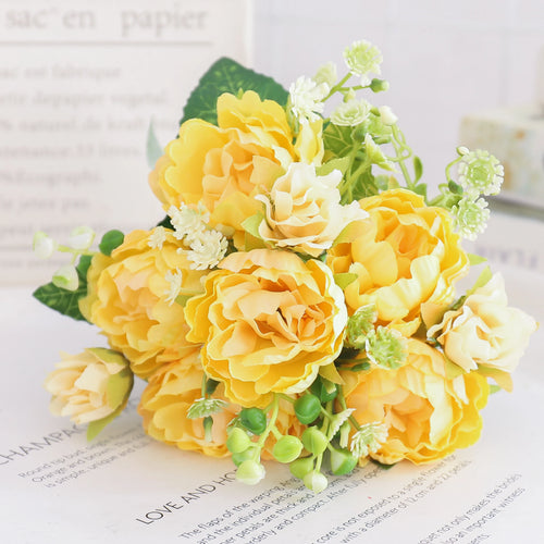 Artificial silk peony and hydrangea bouquet for wedding and home decoration - vue 22 sur 40