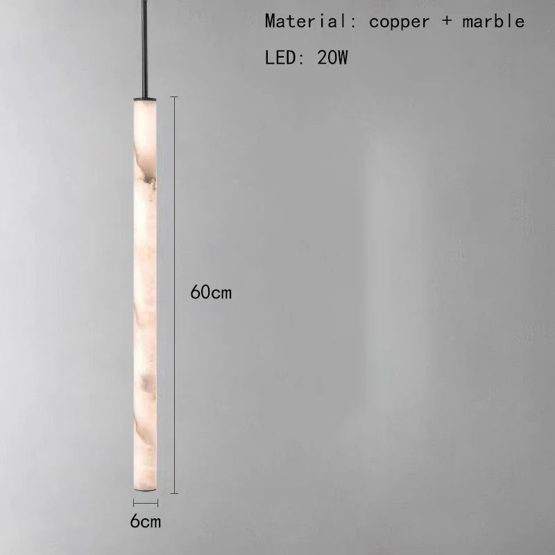 lustre cylindrique en marbre naturel avec cordon réglable 3000k