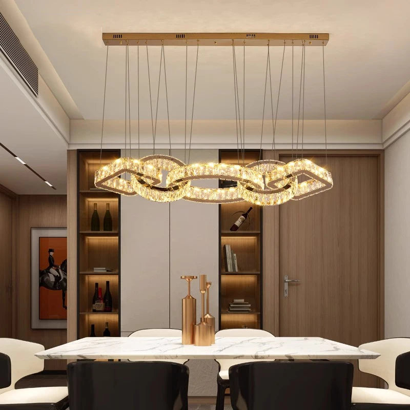 Modern golden crystal design chandelier for dining room indoor lighting