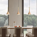 Modern metal pendant light with wood effect and adjustable cord