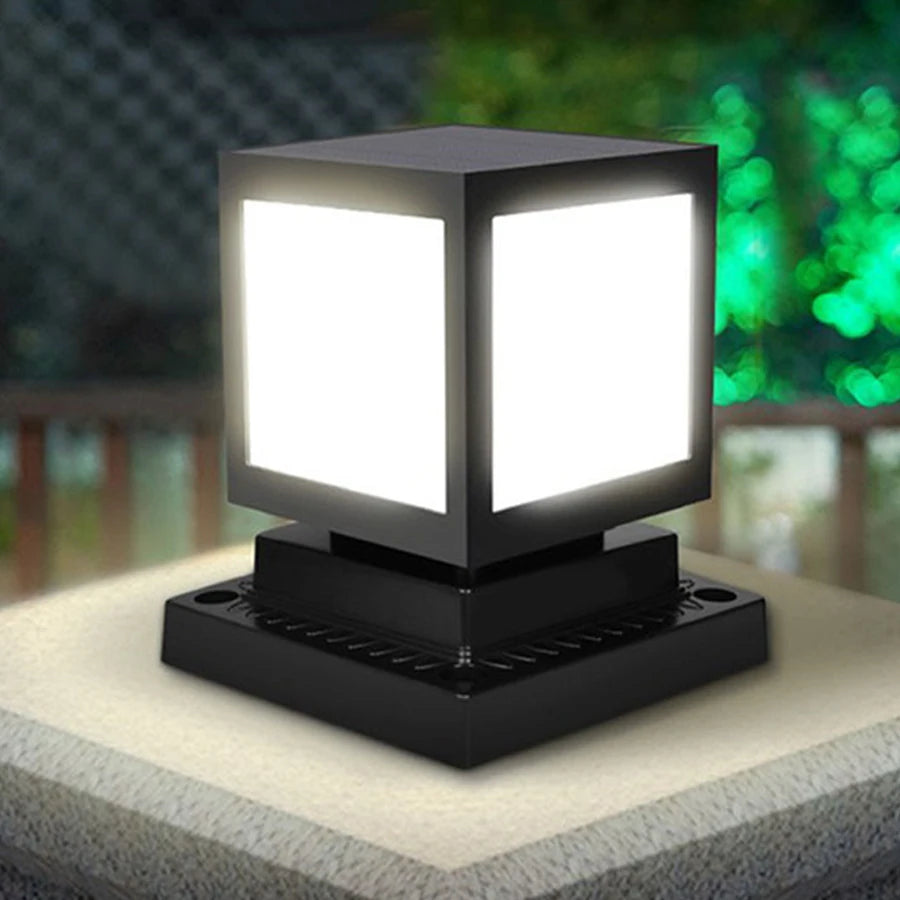 Decorative solar column lantern for garden and outdoor