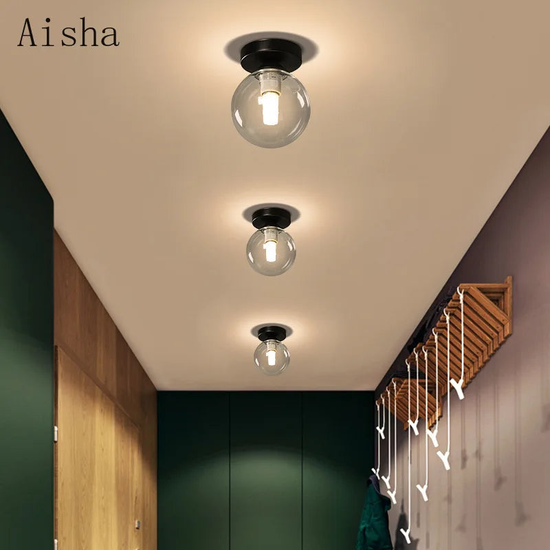 Nordic glass ball ceiling light industrial style home decor - vue 5 sur 8