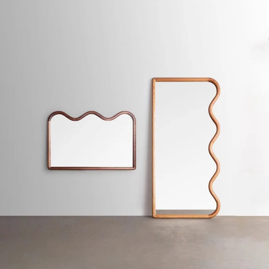 Creative retro wooden wall mirror for interior decor - vue 2 sur 8