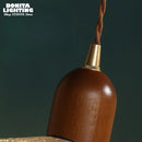 Lotus pendant light in walnut, brass and vintage glass