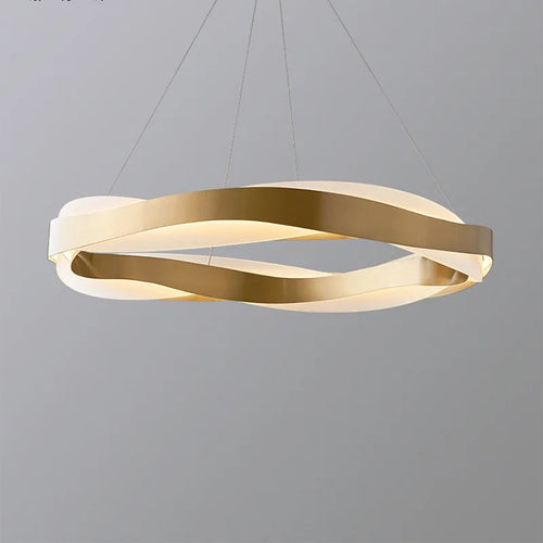 Modern LED chandelier with brushed crystal rings - vue 3 sur 12