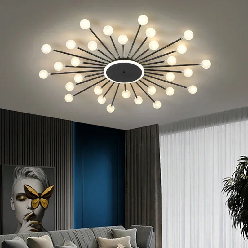 Modern glass chandelier with creative LED lighting - vue 4 sur 12
