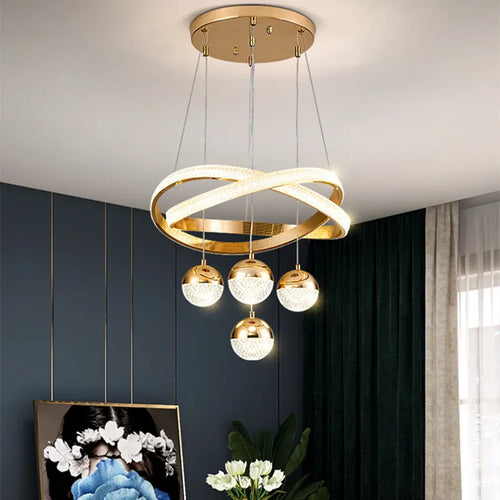 Modern minimalist designer chandelier with three elegant and lightweight heads - vue 4 sur 15