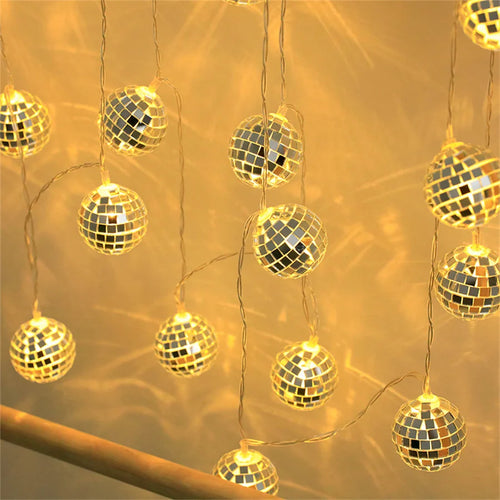 Disco mirror ball battery-powered 20 LED string lights - vue 4 sur 8