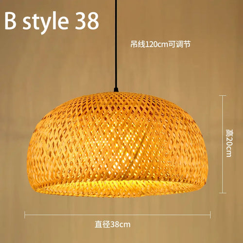 Handmade Chinese style bamboo chandelier with vintage pastoral weaving - vue 20 sur 30