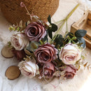 Artificial silk rose bouquet for home decoration