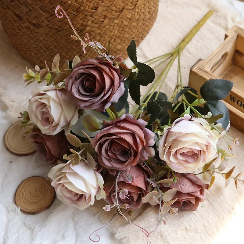 Artificial silk rose bouquet for home decoration - vue 9 sur 13