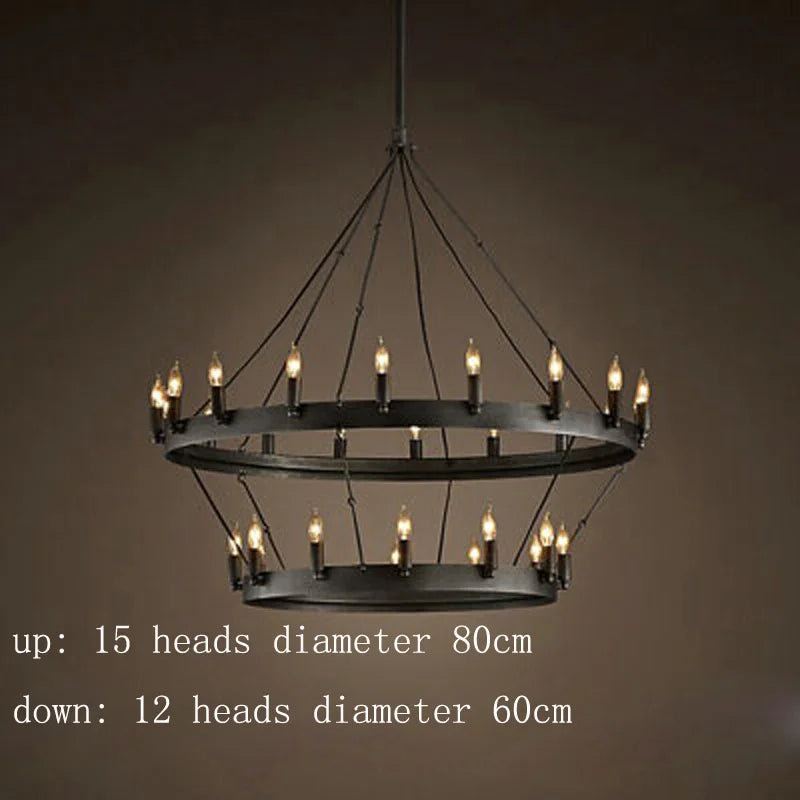 Vintage industrial double pendant LED lamp for café and bar