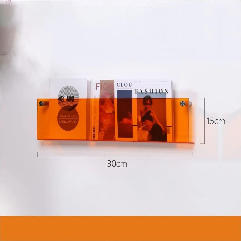 acrylic floating wall shelf magazine rack and literature organizer - vue 40 sur 52
