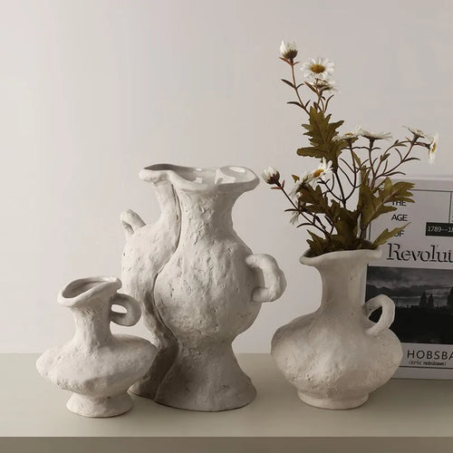 Hydroponics Nordic Style Simple Flower Pot, Ceramic White Vases, Table Accessories, Bathroom Aesthetic Room Decoration - vue 2 sur 15