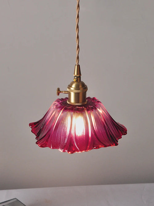 Modern Japanese sunflower glass pendant light decorative - vue 6 sur 12