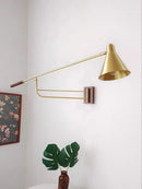 Telescopic brass and walnut wall light nordic style