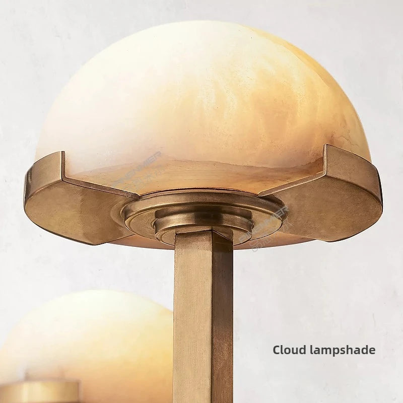 Spanish natural marble retro style copper and LED chandelier - vue 5 sur 9