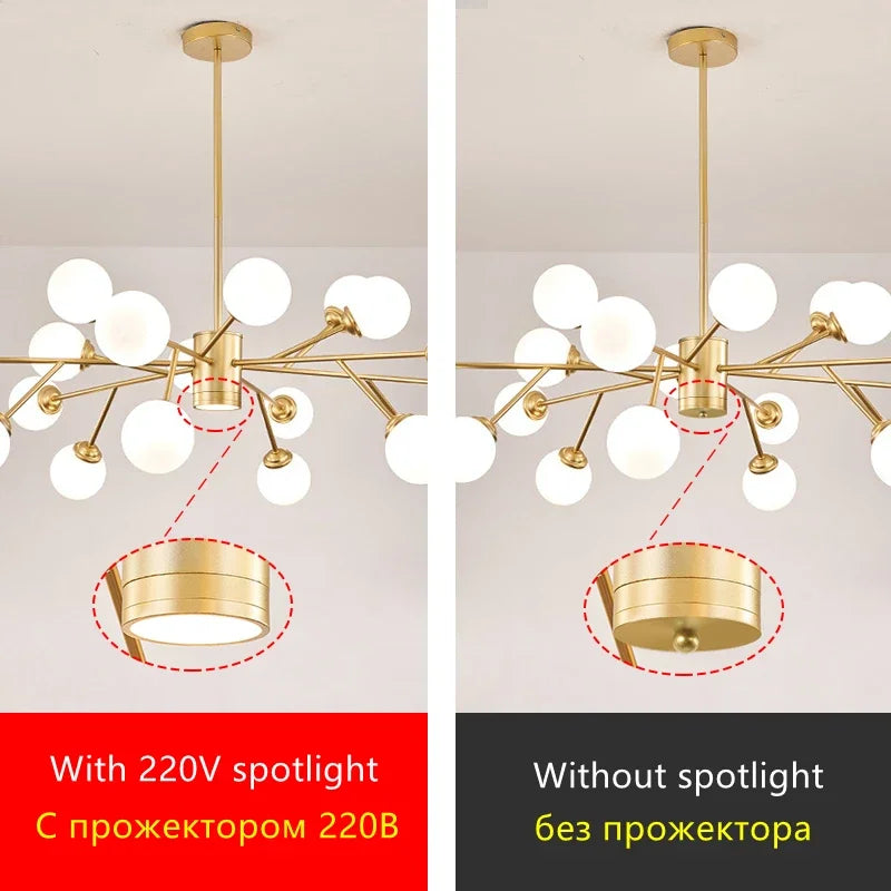 Nordic glass chandelier magic bean designer home decor - vue 6 sur 14