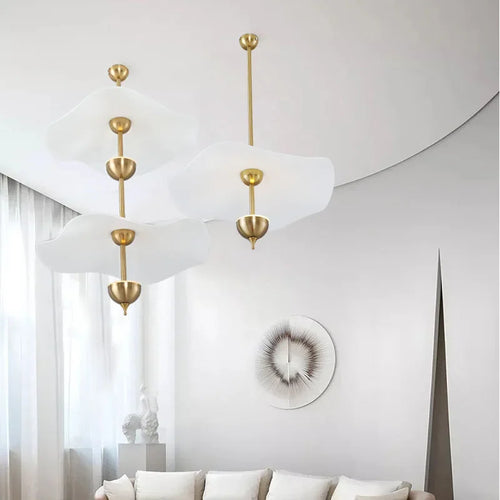 lustre moderne fleur de lotus doré idéal pour hôtel boutique - vue 5 sur 10
