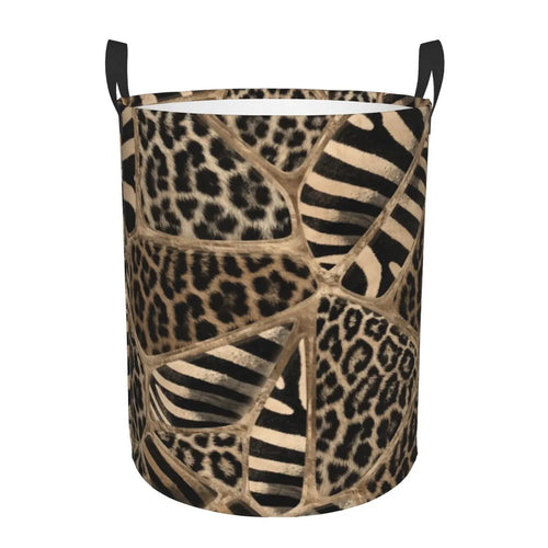 leopard print laundry basket large foldable clothes storage - vue 11 sur 17