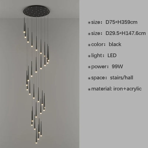 Modern LED chandelier for premium interior decoration - vue 10 sur 22