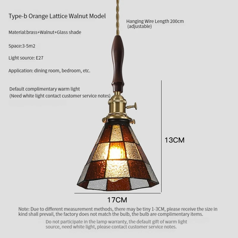 Luxury antique glass and brass pendant chandelier - vue 9 sur 15