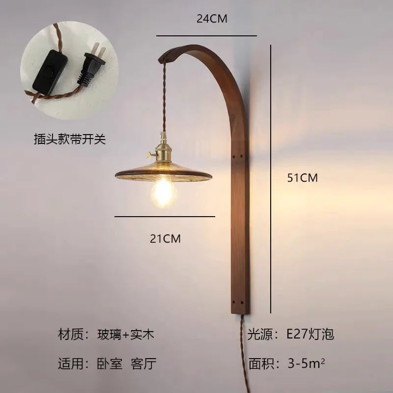 Wooden LED wall light for interior decoration