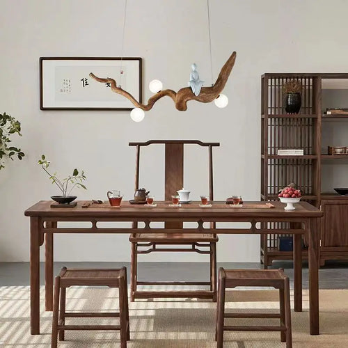 Zen resin pendant light in Chinese style for interior decor - vue 6 sur 7