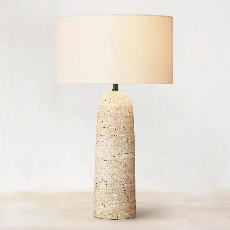 Post-modern travertine table lamp wabi-sabi art deco style