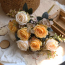 Artificial silk rose bouquet for home decoration