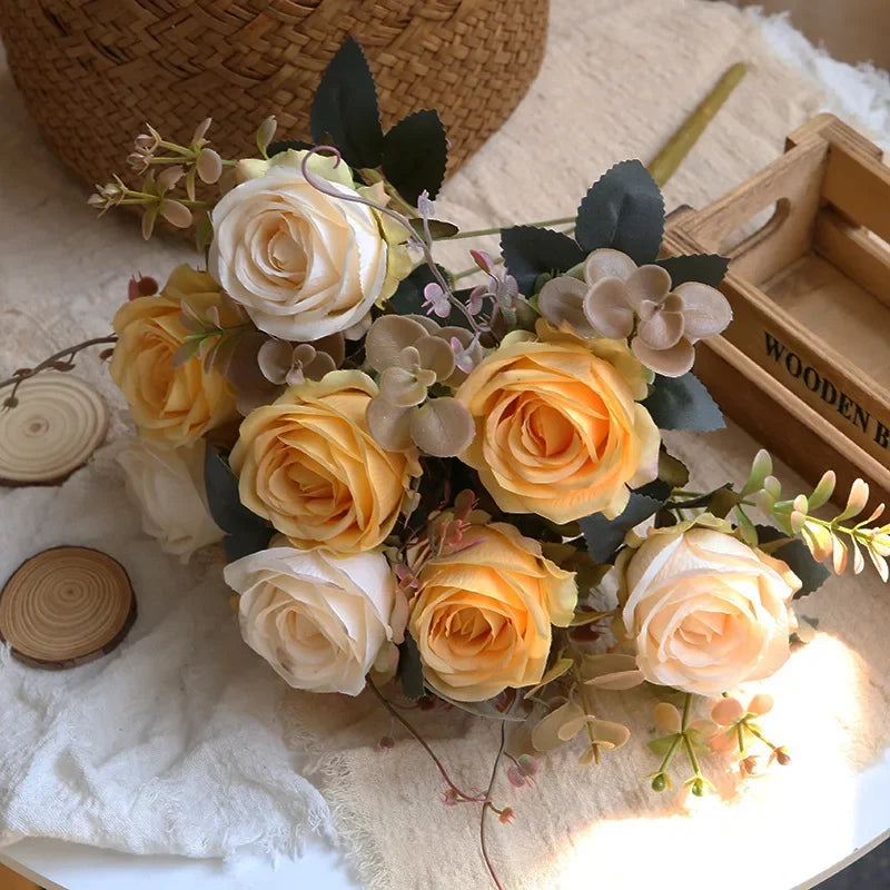 Artificial silk rose bouquet for home decoration - vue 11 sur 13