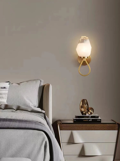 Modern copper wall light with white glass for hallway - vue 2 sur 10