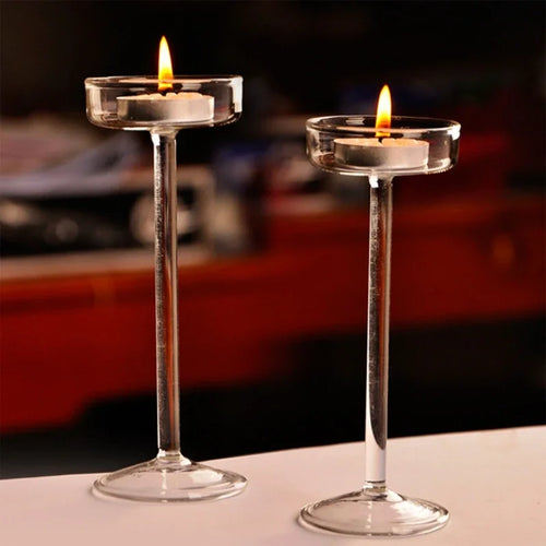 Large glass candle holder for wedding and romantic party decoration - vue 4 sur 9