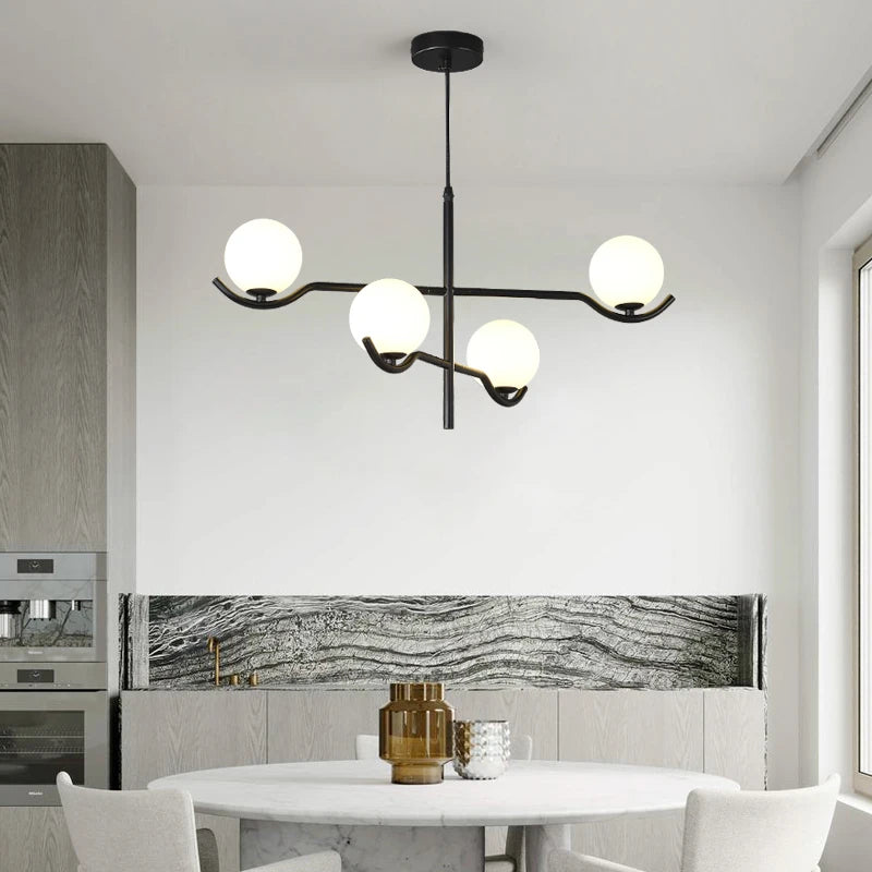 Modern designer glass and metal chandelier pendant light