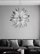 Design LED chandelier with glass shade and elegant glossy finish