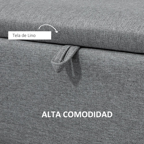 HOMCOM storage bench upholstered in linen with flip cover 101x38,5x44,5 cm - vue 7 sur 6