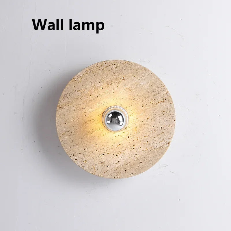 Decorative round retro natural stone LED wall light